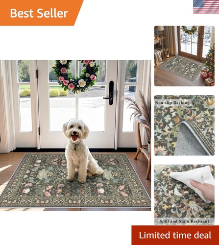 Soft floral 2x3 area - rug, with