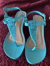 LADIES DEXFLEX COMFORT JADE GREEN SANDALS WEDGE HEELS SIZE 9 1/2 UK BNWOT