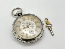 Antique Solid Silver Cased Pocket Watch with Silvered & gold dial - working
