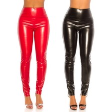 Leather look trousers high - leather,