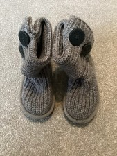UGG Australia Mini Booties Size UK 7 Grey Suede / Knit Ankle Boots