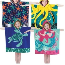 Kids Boys Girls Hooded Poncho