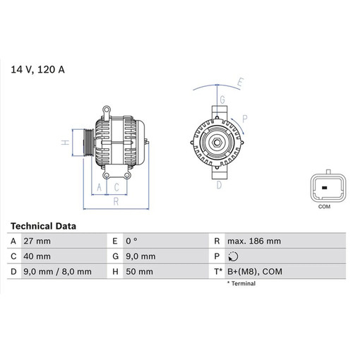 Bosch car alternator 12v fits - alternator,