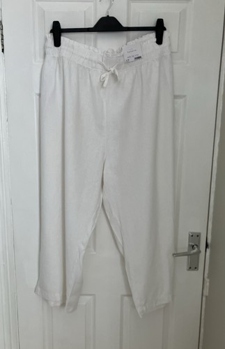 Women linen blend trousers - linen,