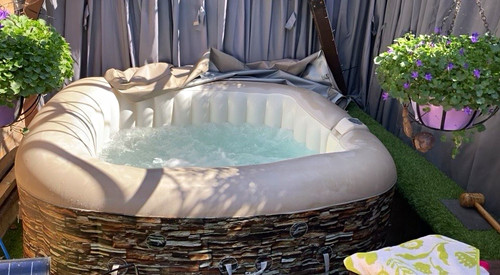 Grey square inflatable hot - hot, tub