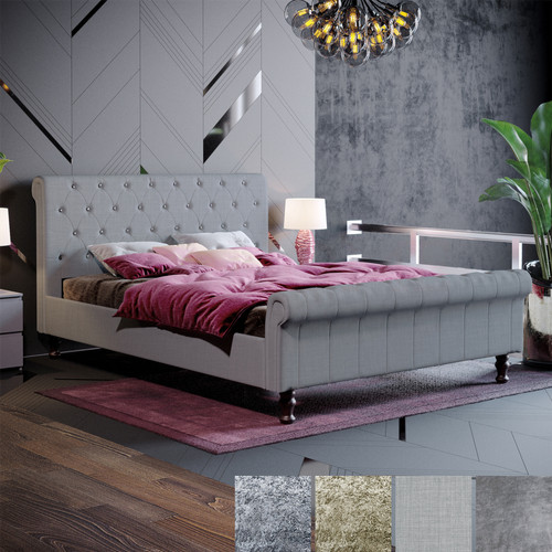 Sleigh fabric bed frame - sleigh,
