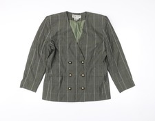 Atrium Petite Women’s Green Check Double-Breasted Blazer Size 8
