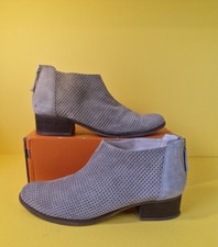 Women’s Greige Suede Elegant Ankle Boots UK 6 Block Heel Zip Back Shoe Boots