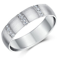 6mm Palladium 950 Diamond Wedding Ring Matt Finish UK Hallmarked Court Shaped