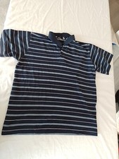 Mens Polo Top Whispering Smith Size L Striped Blue 1014
