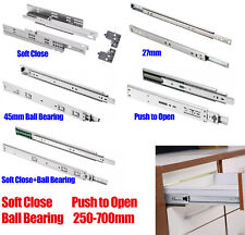 17/27/45mm Wide Drawer Runner Draw Slide Soft Close / Push Open / Ball Bearing