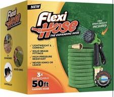 Flexi Hose Expandable Garden Hose - 50FT Heavy Duty Water Hose, Retractable Hose