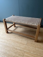 Vintage Mid Century Long Beech String Footstool Stool