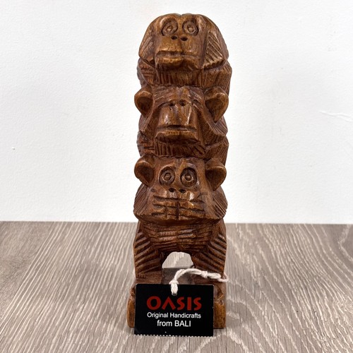 Wooden hand carved totem three - hand,
