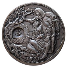 Movable Mechanism Coin Hobo Nickel Holy Grail Removable Sword Amazing Art 1853
