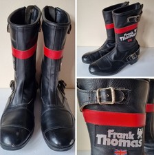 Vintage Frank Thomas Ladies Size 6 Black Leather Mid Calf Motorcycle Boots FT14
