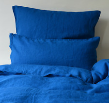 Linen bedding set, blue, 155 x