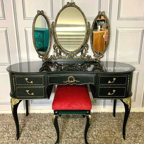 Painted dressing table black - table,