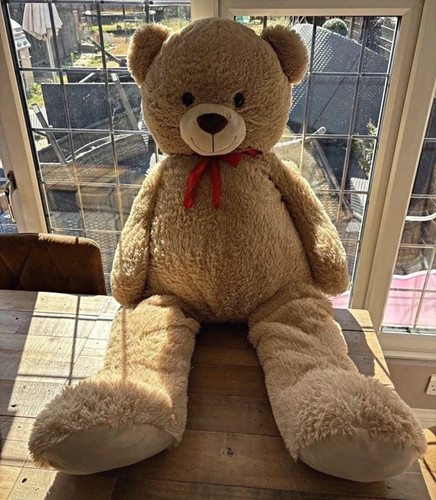 Large beige plush teddy bear - plush,