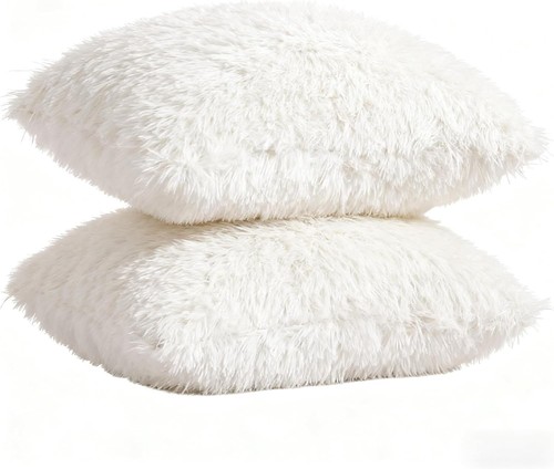 White fluffy cushions - white,