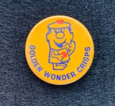 Vintage Yellow Golden Wonder Crisps Pin Badge 60’s/70’s by Guant Birmingham