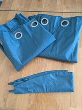 Pair Lined Curtains With Eyelets 54" Drop (Each Curtain 88" Wide) Turquoise/Teal