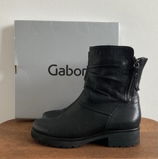Gabor Black New Jersey Black Ankle Boots Size 5.5 Excellent Condition With Box