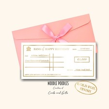 Personalised birthday cheque - birthday,