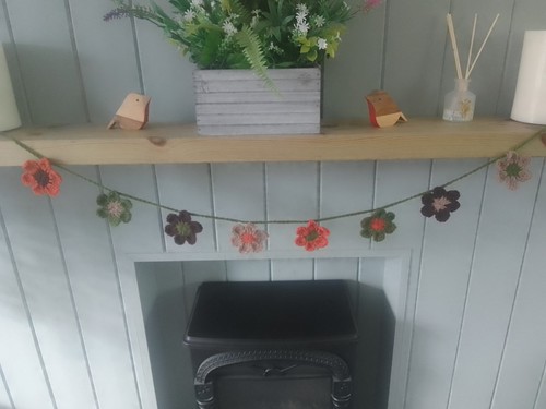 Crochet flower garland