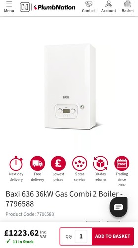 Baxi 636 combi boiler only - 636,