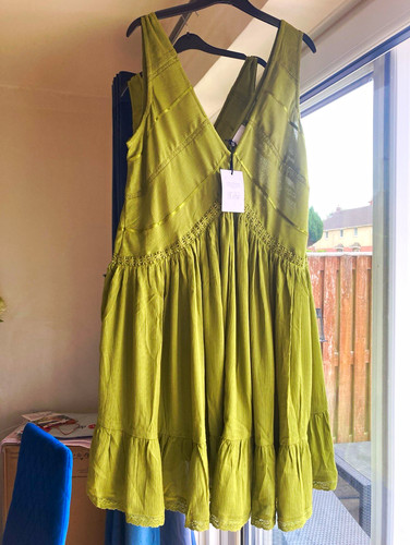 Women green smock dress - smock,