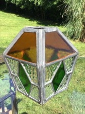 ANTIQUE ART DECO STAINED GLASS LANTERN / CEILING LAMP 1920s/30s