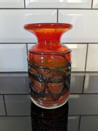 Mdina art glass orange - mdina, blue