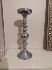 Large Silver Candle Stick Holder Heavy Duty Polished Metal Home Decor Ornament