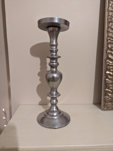 Large silver candle stick - candle,