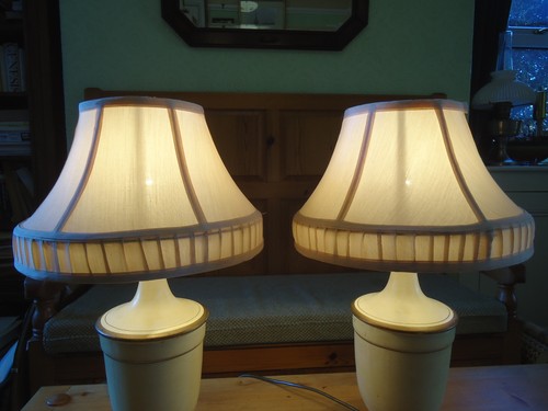Pair ivory lined satin - lined, fabric