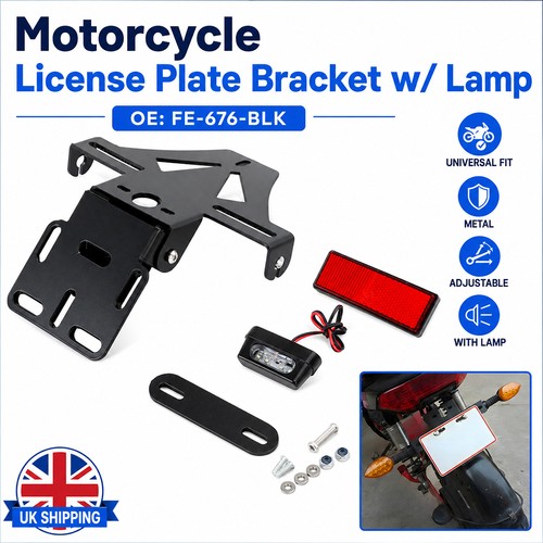 Black motorcycle rear licence - black,