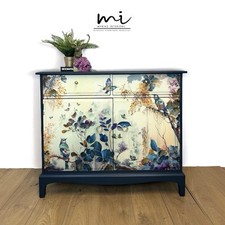 Made To Order Stag Minstrel Sideboard deep teal floral bird Design navy blue
