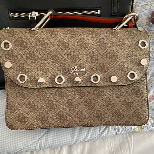 Guess brown beige logo canvas - guess,