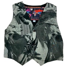 Vintage 90s Black Grey Guns N’ Roses Graphic Print Waistcoat M