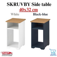 Ikea SKRUVBY Side Table White &Black-Blue 40x32cm Modern Small Sofa Bedside Unit