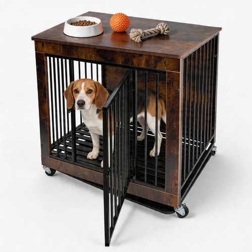 Dog crate side table - dog, table,wooden