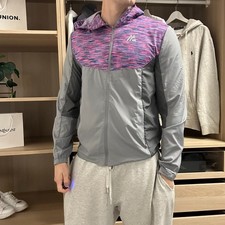 Montirex Mens Trail Windbreaker Track Jacket Size M Grey Pink Blue Hoodie