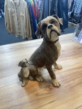 Country artist brindle boxer dog mother and pup