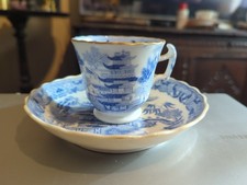 Antique 18th Century Blue And White Cup And Saucer