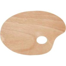 Large Artists Essential Wooden Painting Plain Palette Oval Shape Convenient Hole