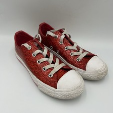 Converse All Star Chuck Taylor Red Sparkle Glitter Low Top Jr. Shoes Sz 13