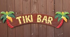 Very Large 100cm Wooden Tiki Bar Sign Accessories Handcarved Painted Decoration