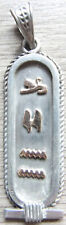 RARE, VINTAGE SILVER PENDANT - EGYPTIAN CARTOUCHE WITH HIEROGLYPHS - GOOD, USED