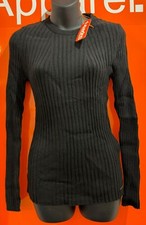 Superdry Luxe Ribbed Knit Jumper, Italian Cashmere Blend, Black, New, RRP £45